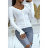 Gilet blanc en maille tricot très extensible et très doux