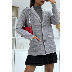 Gilet gris à col revers et pression