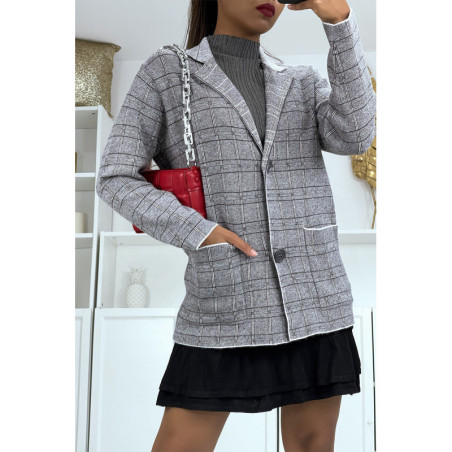Gilet gris à col revers et pression