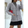 Gilet gris à col revers et pression