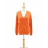 Gilet orange Cardigan Maille Douce - Col V
