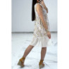 Robe d'été beige à imprimé coloré et crochet style bohème