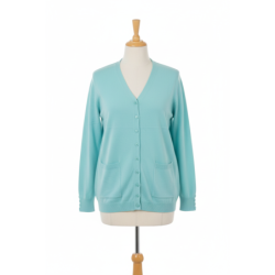Gilet turquoise Cardigan Maille Douce - Col V