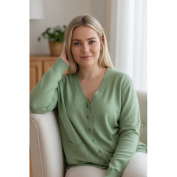 Gilet vert pomme Cardigan Maille Douce - Col V