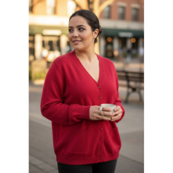 Gilet rouge Cardigan Maille Douce - Col V