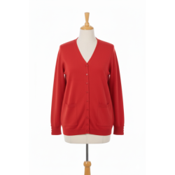 Gilet rouge Cardigan Maille Douce - Col V