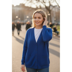 Gilet bleu roi Cardigan Maille Douce - Col V