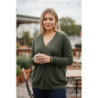 Gilet kaki Cardigan Maille Douce - Col V