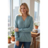 Gilet bleu Cardigan Maille Douce - Col V