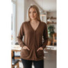 Gilet marron Cardigan Maille Douce - Col V