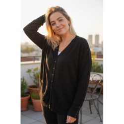 Gilet noir Cardigan Maille Douce - Col V