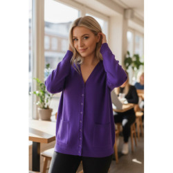 Gilet violet Cardigan Maille Douce - Col V