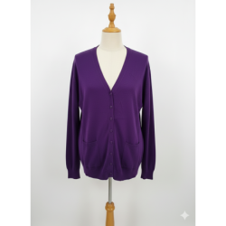 Gilet violet Cardigan Maille Douce - Col V