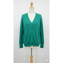 Gilet vert Cardigan Maille Douce - Col V