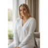 Gilet blanc Cardigan Maille Douce - Col V
