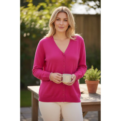 Gilet fuschia Cardigan Maille Douce - Col V