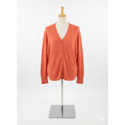 Gilet orange corail Cardigan Maille Douce - Col V