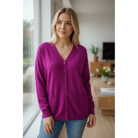 Gilet violine Cardigan Maille Douce - Col V