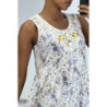Robe longue fluide à imprimé floral bleu détails broderie ajourée