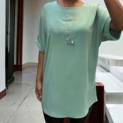 Tunique over size vert d'eau avec collier