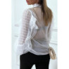 Blouse blanche en tulle avec broderie et volant