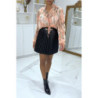 Blouse fleurie à nouer en tulle rose