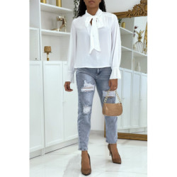 Blouse fluide blanche à manches longues