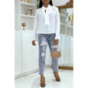 Blouse fluide blanche à manches longues