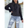 Blouse fluide noire à manches longues