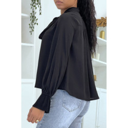 Blouse fluide noire à manches longues