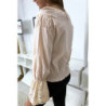 Blouse rose plissé au buste avec volant en dentelle aux manches
